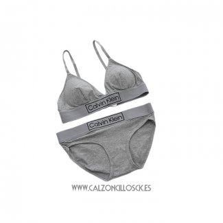 Conjunto Sujetador y Slip Calvin Klein Mujer Gris2