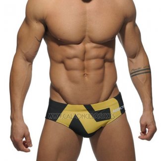 Slip Natacion Addicted Hombre Negro Amarillo