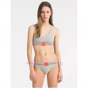 Conjunto Sujetador y Slip Calvin Klein Mujer Naranja Gris