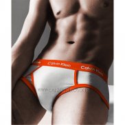 Slips Calvin Klein Hombre 365 Naranja Blanco