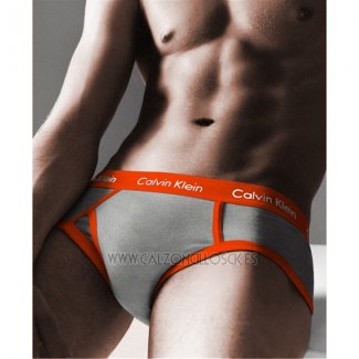 Slips Calvin Klein Hombre 365 Naranja Gris